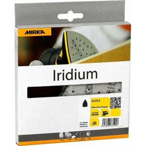 Mirka Iridium Triangle de ponçage 100x152x152mm 36 trous Velcro grain 120, 10 pces/Pour le ponçage de la peinture, du mastic, de l'apprêt, du bois, de l'acier, des matériaux minéraux, du plastique