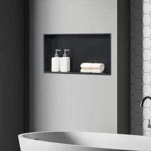 [neu.haus] - tag&egrave;re encastr&eacute;e Kristinehamn acier inoxydable 62 x 32 x 10 cm noir mat