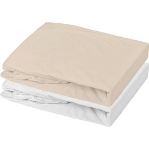 Mon PTIT Dodo LOT 2 DRAPS-Housses Jersey Blanc/Nude 60 x 120 cm