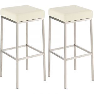 CLP Lot de 2 tabourets de bar Montréal 85 Similicuir beige Acier affiné