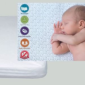 Ti TIN | Protège Matelas pour Lit Enfant/Bébé, 35x75cm | Protège Matelas Doux, Respirant, Imperméable et Antibactérien - 100% Coton - Doublure en Polyuréthane - Tissu Éponge - Couleur Blanc