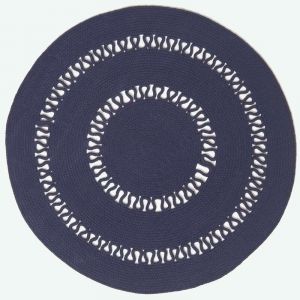 HOMESCAPES Tapis rond tiss&eacute; &agrave; plat en coton ajour&eacute; Bleu marine, 70 cm