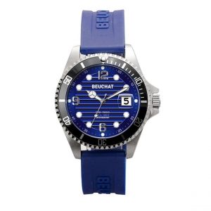 Beuchat Montre Mixte - BEU1950-85 Bracelet Caoutchouc Bleu