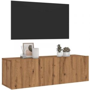 VidaXL Meuble TV mural ch&ecirc;ne artisanal 100x30x30 cm bois d'ing&eacute;nierie, support TV, armoire m&eacute;dia, console TV, meuble HiFi, 856019