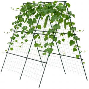 Outsunny Treillis de jardin forme A support plantes grimpantes acier vert
