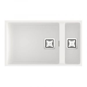 Image de &Eacute;vier &agrave; un bac et demi de 75 cm fabriqu&eacute; en Hekla avec finition blanc neige mat Zie Poalgi