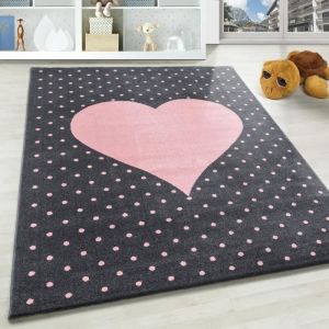 SIMPEX Tapis pour Enfants, Conception de Coeur, Tapis Rose, 160 x 230 cm, Tapis pour Enfants, Tapis Chambre d'enfant