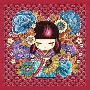 Tissu carre jacquard 48x48 japonaise vendu par 50 cm(...) - mina fucshia