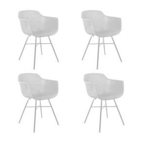 Kick Set de 4 chaises de jardin Indy White - Structure blanche - 54 x 58 x 83 cm
