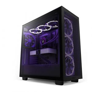 Nzxt H7 Flow - Boîtier PC Gaming Moyenne Tour ATX - Port I/O USB Type-C en Façade - Panneau Latéral à Dégagement Rapide - Montage Vertical du Processeur Graphique (GPU) - Noir