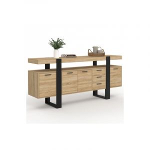 Idmarket Buffet 180 cm phoenix xxl 4 portes et 3 tiroirs bois et noir