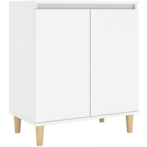 Buffet - Scandinave - Blanc - 2 Portes - Bois Massif - 60x35x70 cm