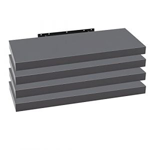 Lot de 4 &Eacute;tag&egrave;re Murale. &Eacute;tag&egrave;re Suspendue. &Eacute;tag&egrave;re Flottante en MDF.Gris Fonc&eacute;.120 x 22.9 x 3.8 cm - Woltu