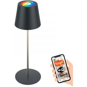 BRILONER - Lampe de table LED Smart sans fil avec commande par app, intensité variable, RGB+W, lampe de chevet, lampe de lecture, lampe de camping, lampe à accu, 10,5x36 cm, anthracite