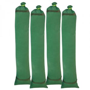 Linxor Lot de 4 sacs anti inondation, barrière à remplir avec poignées - 22.5 x 100 cm - Toile canevas 400 gsm - Vert