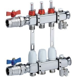 Arcanaute Kit Collecteur INOX 1"" PCBT - 3 départs mâle 3/4"" + 6 raccords eurocone multicouche 16x2,0