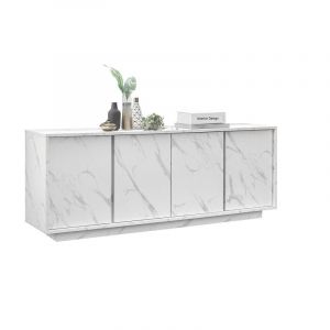 Buffet 4 portes, collection colomarmo, coloris blanc effet marbre, idéal pour un salon ou une salle à manger design - Blanc