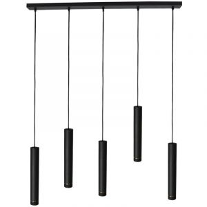 Steinhauer Mexlite Lampe pendante DownLume - 5 Lumi&egrave;res - M&eacute;tal noir - Grande lampe de table de salle &agrave; manger - GU10 - Design moderne