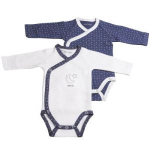 Sauthon Lot de 2 bodies crois&eacute;s manches longues Merlin (1 mois : 54 cm)