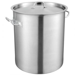 VEVOR Marmite Traiteur 39,7 L Faitout avec Couvercle et Poign&eacute;e Diam&egrave;tre 35 cm Hauteur 41 cm Grand Pot en Acier Inoxydable 18/8 Tous Feux Flamme Nue et Induction pour &Eacute;v&eacute;nement Commercial Restaurant