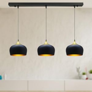 Bamyum - Lustre en Noir Métal à Triple Suspension – Lustre Vintage E27 Ø30 cm pour Salon, Chambre ou Salle à Manger