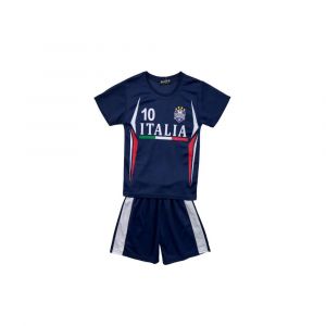 Ensemble Foot Enfant Style Italie &ndash; Maillot Et Short Bleu Marine