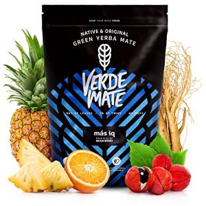 Yerba Mate Verde Mate Green Mas IQ, Verde Maté Vert Mas IQ, Yerba mate du Brésil, Yerba mate stimulante, Sans gluten, non pas séchée par fumée (500g)