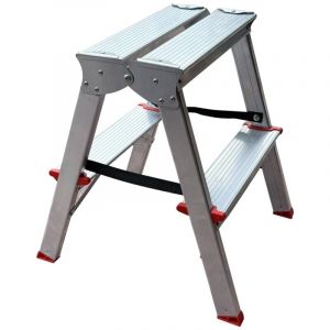 Monmobilierdesign MTRA Escabeau double marchepied en aluminium 2 marches