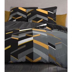 MARCO Parure de couette 100% coton Gris Fonc&eacute; 220x240 cm