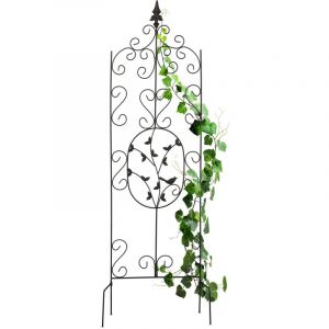 Relaxdays Tuteur à plantes, métallique (fer), treillis au design vintage, à planter, h x l : 122 x 34,5 cm, noir