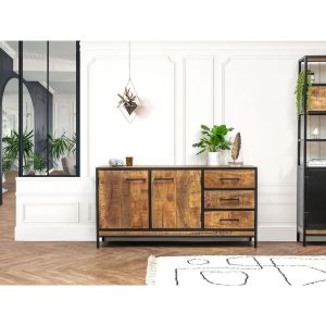 Image de Bobochic Buffet en bois de manguier 2 portes 160 cm, BEAUBOURG