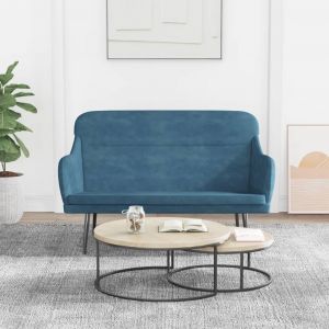 VidaXL Banc Bleu 110x76x80 cm Velours