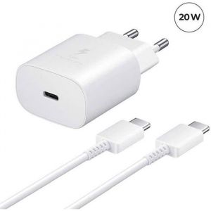 Chargeur Rapide 20w Usb-C + Câble Usb-C Vers Usb-C Pour Iphone 15 6.1" Blanc - Yuan Yuan