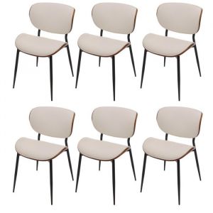 Mendler Lot de 6 chaises de salle &agrave; manger HWC-O45, chaise, bois courb&eacute;, similicuir 280 g/m&sup2;, &Ouml;ko-Tex MVGaspect noyer, blanc