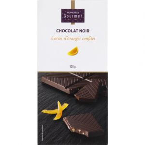 Image de Monoprix gourmet Chocolat noir aux écorces d'oranges - La tablette de 100g