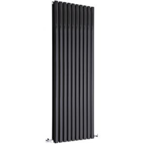 Image de Hudson Reed Radiateur Design Vertical en Acier Noir 1600 x 590mm Double Rang