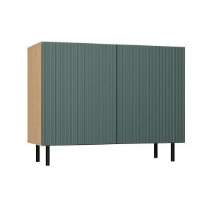 CAMI - Buffet style glamour 2 portes - 100x40x78 cm - 4 niches de rangement - Portes à lamelles - Vert