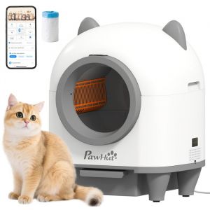 Pawhut Bac à litière pour chat autonettoyant 80L - contrôle app - anti-pinch isolation des odeurs - protection de sécurité -