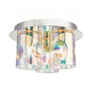 L inaire Center Plafonnier Inter chrome poli et verre 3 ampoules