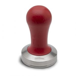 Lelit PLA481R, Tasseur pour filtres 58, poignée en bois rouge et base en acier inoxydable