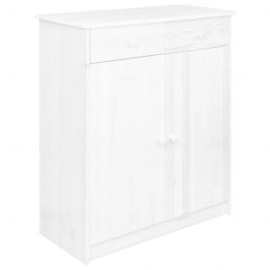 Image de VidaXL Buffet 2 tiroirs Blanc 78x35x89 cm Bois de pin massif