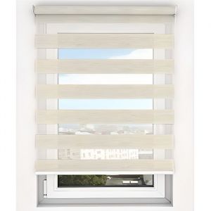 Madeinnature - Store enrouleur jour-nuit, fixation sans per&ccedil;age dimensions et couleurs au choix - Beige chin&eacute; - 180 cm - 57 cm. - Beige chin&eacute;