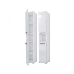 Meuble De Salle De Bain, Blanc Mat / Blanc Brillant, 30 X 174 X 30 Cm