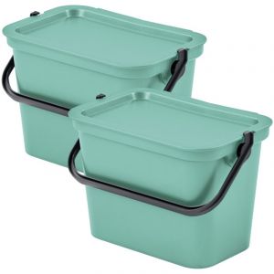 WELL HOME MOBILIARIO & DECORACIÓN Lot de 2 poubelles MODA 5L sauge avec poignée