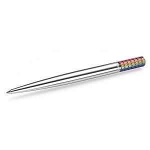 Swarovski Stylo Lucent Recouvert de Cristaux Multicolores, en Métal Chromé