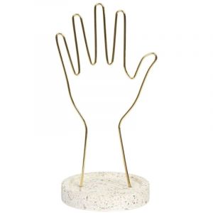 Porte-Bijoux Main en Métal avec Support Terrazzo
