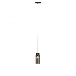 Qazqa Suspension moderne noire pour système sur rail monophasé avec LED intégrée - Magnetic Vance