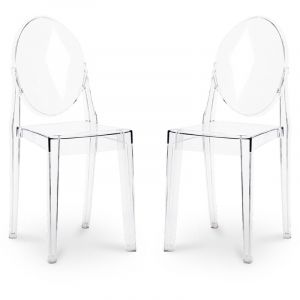 Privatefloor Lot de 2 chaises de salle à manger transparentes - Victoria Queen Transparent