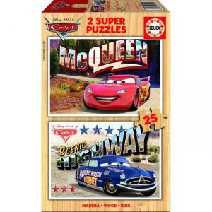 Image de Educa Puzzle en bois Disney Cars (2 x 25 pièces)