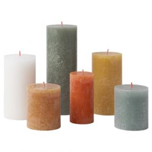 Bolsius Lot de 6 bougies pilier rustiques - Rétro - Bougies décoratives - Durée de combustion - Sans parfum - Cire végétale naturelle - Sans huile de palme